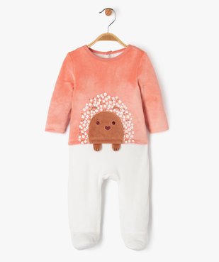 Pyjama en velours effet 2 en 1 avec motif hérisson bébé fille vue1 - GEMO(BB COUCHE) - GEMO