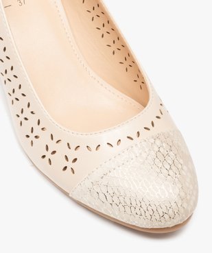 Escarpins femme à talon dessus ajouré et métallisé vue6 - GEMO(URBAIN) - GEMO