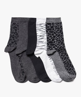Chaussettes femme tige haute motif animalier vue1 - GEMO 4G FEMME - GEMO