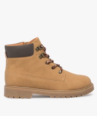 Boots garçon avec col rembourré, lacets montagne et semelle crantée vue1 - GEMO (ENFANT) - GEMO