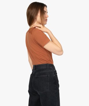 Tee-shirt femme à manches courtes avec épaules en dentelle vue3 - GEMO (MAILLE) - GEMO