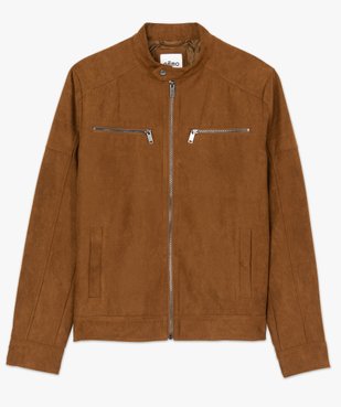 Blouson homme multipoches en suédine avec col montant vue4 - GEMO (HOMME) - GEMO