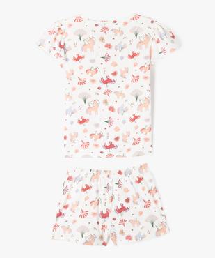 Pyjashort à motifs licornes avec manches à volants fille vue3 - GEMO 4G FILLE - GEMO