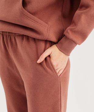 Pantalon de jogging en molleton uni à taille élastiquée femme vue2 - GEMO 4G FEMME - GEMO