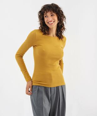 Tee-shirt manches longues en maille côtelée extensible femme vue4 - GEMO 4G FEMME - GEMO