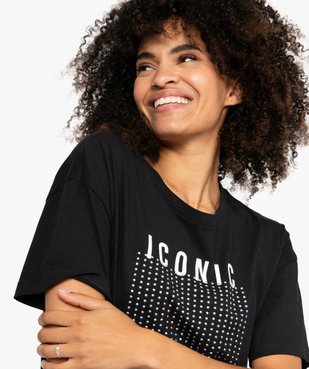 Tee-shirt femme à manches courtes et strass vue2 - GEMO(FEMME PAP) - GEMO