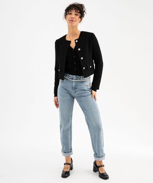 Jean cropped straight taille normale en denim stretch femme vue5 - GEMO 4G FEMME - GEMO