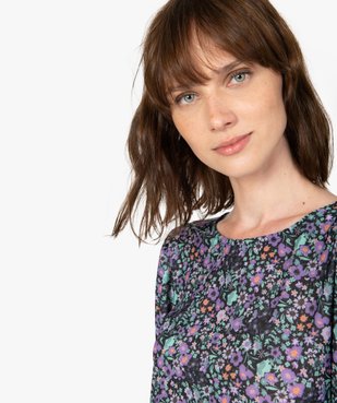 Tee-shirt femme à motifs fleuris à manches bouffantes vue2 - GEMO(FEMME PAP) - GEMO