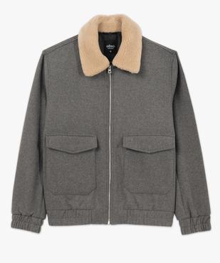 Blouson aviateur lainage et col en fourrure imitation homme vue4 - GEMO 4G HOMME - GEMO