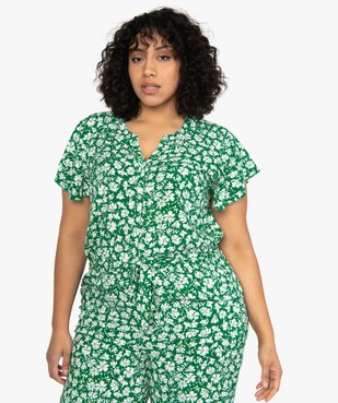 Combinaison femme à motifs fleuris vue2 - GEMO (G TAILLE) - GEMO