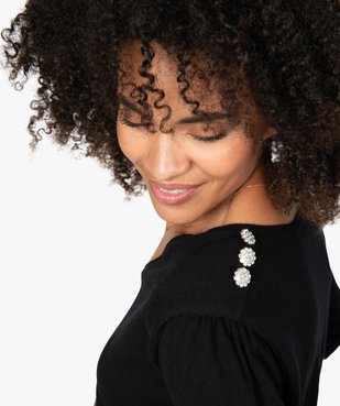 Pull femme fin à col V et boutons en strass vue2 - GEMO(FEMME PAP) - GEMO