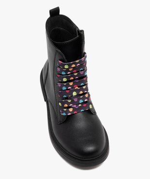 Boots fille à lacets smileys fantaisie et à zip - Geox vue5 - GEOX - GEMO