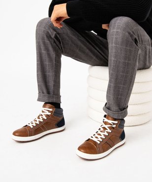 Baskets homme mid-cut bicolores style casual à lacets vue1 - GEMO (CASUAL) - GEMO