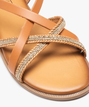 Sandales femme unies en cuir et à strass vue6 - GEMO (CASUAL) - GEMO