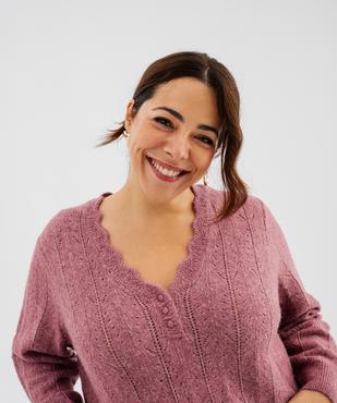 Tee-shirt sans manches avec broderie sur le col femme grande taille vue2 - GEMO (G TAILLE) - GEMO