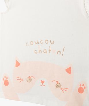 Pyjashort 2 pièces à volants avec motif chaton bébé fille vue2 - GEMO 4G BEBE - GEMO