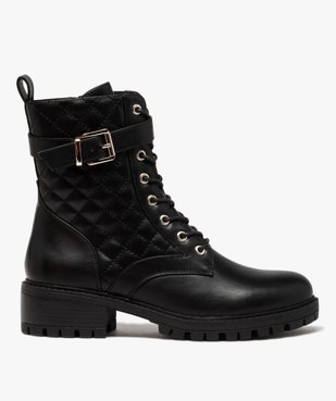 Boots femme unies à semelle crantée et tige matelassée vue1 - GEMO (CASUAL) - GEMO