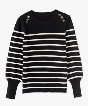 Pull femme marinière à manches bouffantes vue4 - GEMO(FEMME PAP) - GEMO