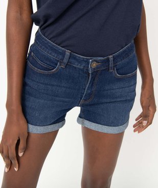 Short femme en jean avec revers cousus vue2 - GEMO 4G FEMME - GEMO