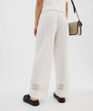 Pantalon large en gaze de coton et dentelle ajourée femme vue3 - GEMO(FEMME PAP) - GEMO