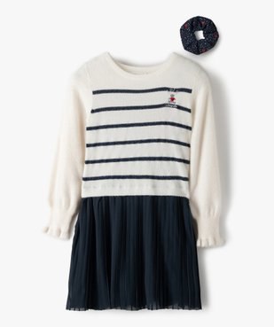 Robe fille bimatières avec élastique cheveux – Lulu Castagnette vue1 - LULUCASTAGNETTE - GEMO
