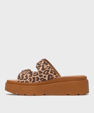 Mules à semelle plateforme motif animalier femme vue3 - 5 MILES - GEMO