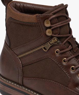 Boots homme unis à lacets avec zip fantaisie vue7 - GEMO (CASUAL) - GEMO