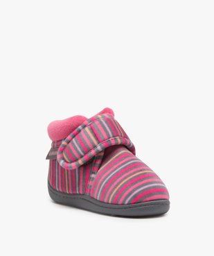 Chaussons bébé fille bottillons à scratch - Isotoner vue2 - ISOTONER - GEMO