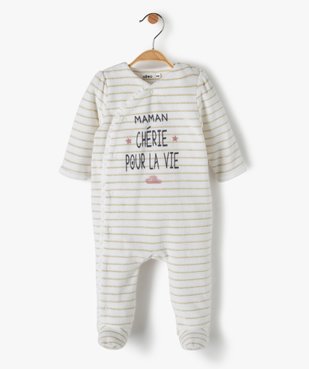 Pyjama bébé en velours à rayures brillantes vue1 - GEMO(BB COUCHE) - GEMO
