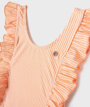 Maillot de bain 1 pièce en matière gaufrée, rayée, à volants fille - LuluCastagnette vue2 - LULUCASTAGNETTE - GEMO