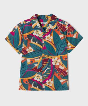 Chemise à manches courtes en coton texturé et imprimé garçon vue2 - GEMO (ENFANT) - GEMO