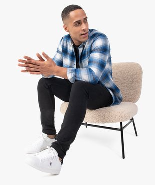 Chemise homme à carreaux et manches longues en flanelle vue1 - GEMO (HOMME) - GEMO
