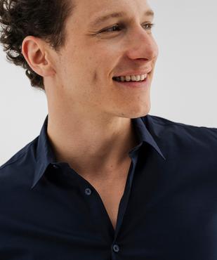 Chemise unie coupe slim en coton stretch homme vue10 - GEMO 4G HOMME - GEMO