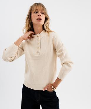 Pull col montant femme vue1 - GEMO(FEMME PAP) - GEMO