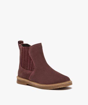 Boots fille zippées dessus cuir retourné style chelsea vue2 - GEMO (ENFANT) - GEMO