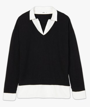 Pull femme effet 2 en 1 avec col chemise vue4 - GEMO(FEMME PAP) - GEMO