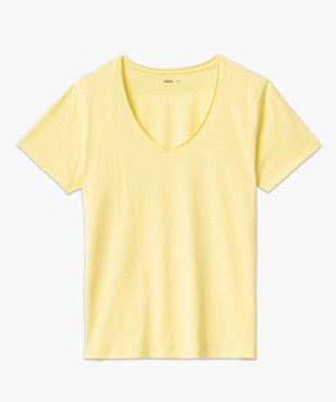 Tee-shirt femme à manches courtes avec col V roulotté vue4 - GEMO(FEMME PAP) - GEMO