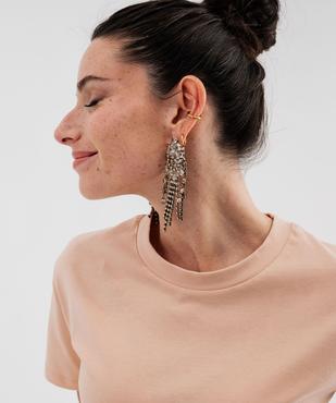 Tee-shirt manches courtes col rond uni en coton femme vue2 - GEMO 4G FEMME - GEMO