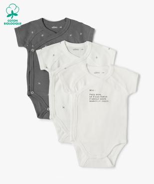 Body bébé manches courtes fermeture croisée (lot de 3) vue1 - GEMO 4G BEBE - GEMO