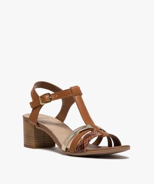 Sandales femme à talon carré et brides en cuir vue2 - Nikesneakers(URBAIN) - Nikesneakers