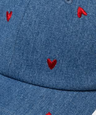 Casquette baseball en jean brodé de cœurs femme vue3 - GEMO (ACCESS) - GEMO