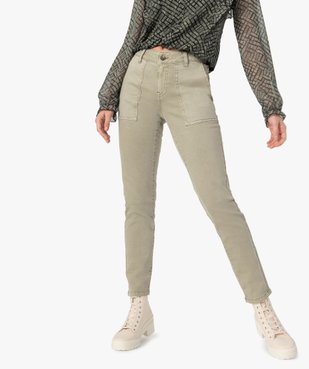 Pantalon femme en denim avec poches plaquées vue1 - GEMO(FEMME PAP) - GEMO