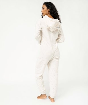 Combinaison pyjama à capuche en maille peluche femme vue3 - GEMO(HOMWR FEM) - GEMO