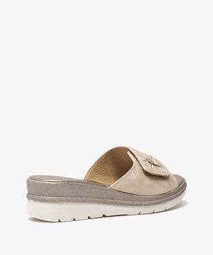 Mules femme confort à talon compensé et bandeau métallisé vue4 - GEMO (CONFORT) - GEMO