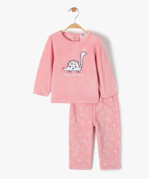 Pyjama bébé fille 2 pièces en velours avec message vue1 - GEMO(BB COUCHE) - GEMO