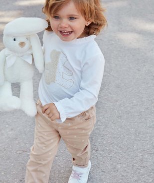 Pantalon bébé fille coupe carotte avec motif et ceinture tressée - LuluCastagnette vue5 - LULUCASTAGNETTE - GEMO
