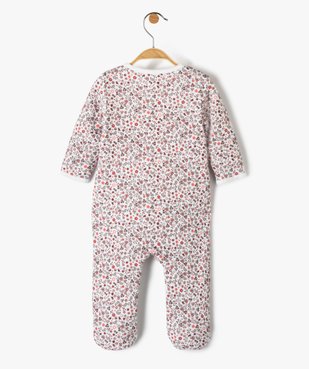 Pyjama bébé en molleton doublé polaire à fleurs et ouverture ventrale vue3 - GEMO(BB COUCHE) - GEMO