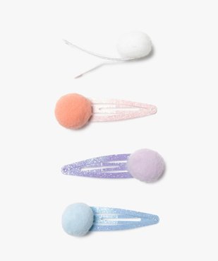 Pince à cheveux fille clic clac à pompons (lot de 4) vue1 - GEMO (ENFANT) - GEMO