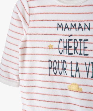 Pyjama bébé fille en velours à rayures pailletées et message vue2 - GEMO(BB COUCHE) - GEMO