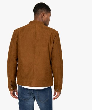 Blouson homme multipoches en suédine avec col montant vue3 - GEMO (HOMME) - GEMO
